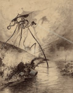 Martian Fighting machine in the Thames Valley by Henrique Alvim Correa