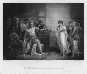 Samson and Delilah, Judges XVI, 21 by Henry (after) Singleton