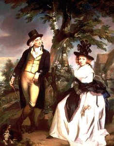 Portrait of a Lady Seated and Her Husband Standing by Henry (attr. to) Singleton