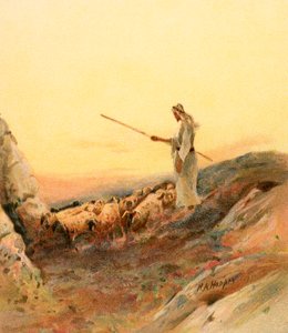 A shepherd counting his sheep by Henry Andrew Harper