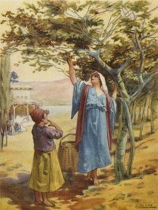 Gathering Figs (colour litho) by Henry Andrew Harper