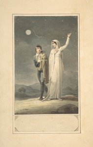 Nocturnal Landscape with Two Figures, design for an engraved book illustration, 1807-44 by Henry Corbould