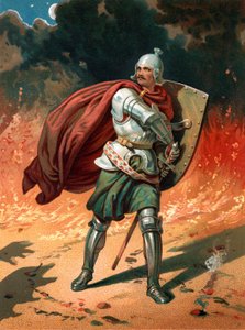 Christian, the pilgrim of the title, in combat with Apollyon, the Destroyer, the Angel of the Bottomless Pit by Henry Courtney Selous