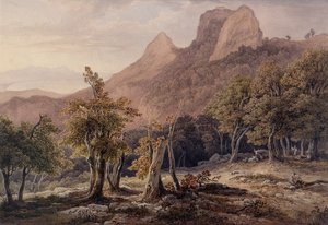 Rocky Landscape with Figures and a Lake in the Background by Henry Curzon Allport