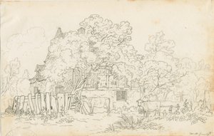 Yoxall - Old Farm House: pencil drawing by Henry Curzon Allport