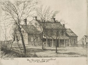 The Harsen Homestead, Corner of 10th Avenue and 70th Street, from Scenes of Old New York, 1876