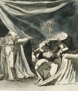 An Old Woman Wearing a Rosary Cursing a Seated Man; Possibly Queen Margaret Cursing the Duke of Gloucester by Johann Heinrich Füssli