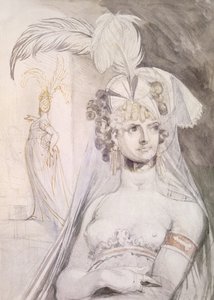 Half Figure of a Courtesan with Feathers, a Bow and a Veil in her Hair, 1800-10