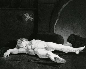 Puck Basking Asleep Before the Country Hearth, engraved by Moses Haughton Jr. by Johann Heinrich Füssli