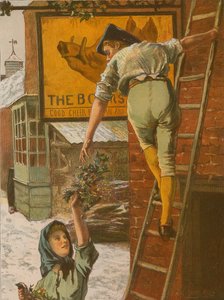 Christmas Morning - Decorating the Signboard by Henry John Yeend King