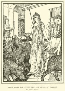 Circe Sends the Swine (The Companions of Ulysses) to the Styes by Henry Justice Ford