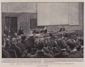 Mrs Ayrton Lecturing to the Society of Electrical Engineers by Henry Marriott Paget
