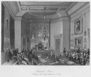 Somerset House. Meeting of the Royal Antiquarian Society, c1841