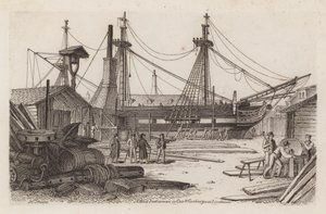 A West Indiaman in Cox and Curlins Yard, Limehouse by Henry Moses