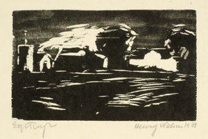 Dark Landscape with Trees and Houses by Henry Nielsen
