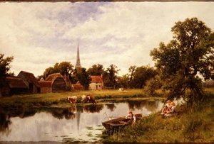 Landscape with Farmstead and cattle by Henry Parker