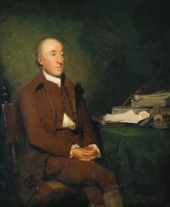 Portrait of Dr. James Hutton, Seated Three-Quarter Length in a Brown Jacket and Breeches and White Stock, a Pile of Geological Specimens on the Table Beside Him