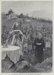 A religious service at an Orozhanni encampment by Henry Sandham