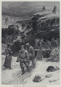 Convicts at Work in One of the Kara Gold Placers (lithograph) by Henry Sandham