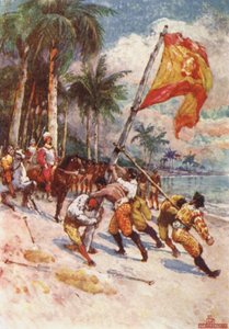 Hoisting the Spanish Flag, the First Flag in Florida
