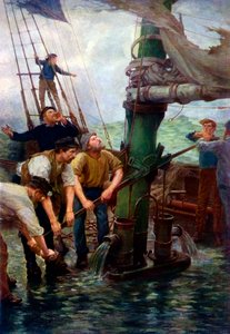 All Hands at the Pumps! by Henry Scott Tuke