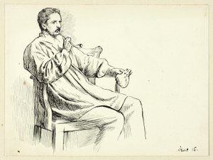 Seated Man Smoking Pipe