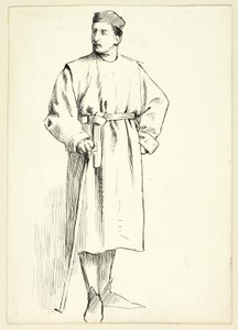 Standing Man Holding Stick, Hand on Hip