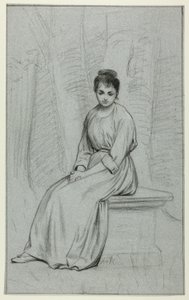 Woman Resting on Stone Bench by Henry Stacy Marks