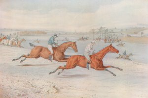 A Steeplechase: The Start. Off they Go - with white for choice