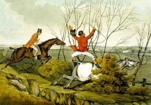 Plunging Through the Hedge by Henry Thomas Alken