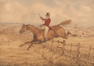 Topping a Flight of Rails and Coming Well into the Next Field by Henry Thomas Alken