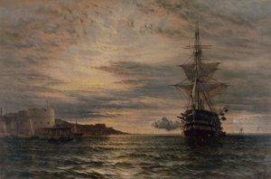 The Morning Salute from HMS St Vincent off Portsmouth