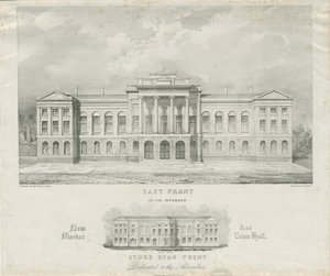 Stoke-upon-Trent - Intended New Market and Town Hall: Lithograph by Henry Ward
