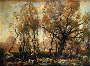 Figure in a Wooded Landscape by Henry Ward Ranger