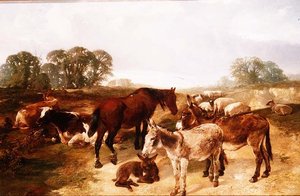 A gathering on Hampstead Heath by Henry Weekes
