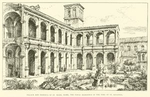 Palace and Basilica of St Mark, Rome, the Papal Residence in the time of St Ignatius (engraving) by Henry William Brewer