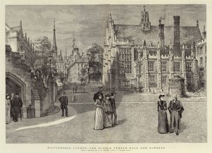 Picturesque London, the Middle Temple Hall and Gardens by Henry William Brewer