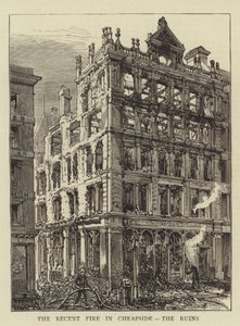 The Recent Fire in Cheapside, the Ruins by Henry William Brewer