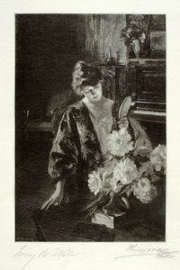 Girl and Peonies (The Hand Mirror) by Henry Wolf