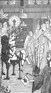 Representation of an exorcism ceremony, Drawing by Henry de Malvost from 
