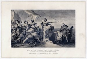 King Alfred Inciting the Anglo-Saxons to Repel the Invasion of the Danes, 896, c1847 by Herbert Bourne