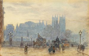 Westminster Abbey from Westminster Bridge 1892 by Herbert Menzies Marshall