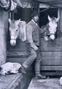 Capt. Oates and Two of the Ponies on the Terra Nova, from 