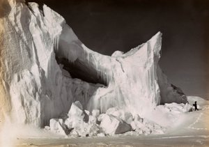 Ice Castle at the End of Winter Filmed During the English Expedition to the Antarctic
