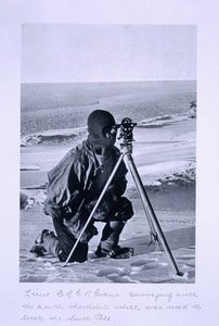 Lt. Evans Surveying with the 4 Inch Theodolite Used to Locate the South Pole by Herbert Ponting