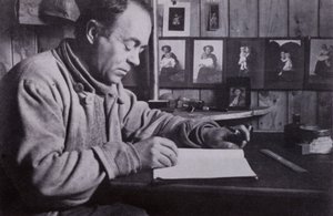 Scott Wrote and Planned and Calculated at His Little Table by Herbert Ponting