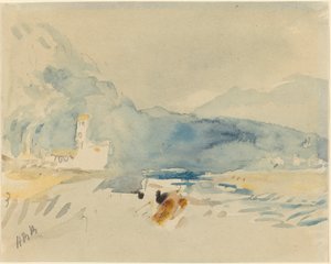 A Landscape with Mountains and a Stream by Hercules Brabazon Brabazon