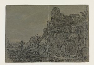 Landscape with a Steep Cliff (small version) by Hercules Segers