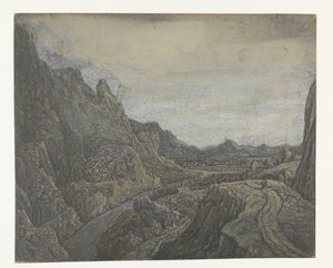 Rocky Landscape with a Road and a River by Hercules Segers