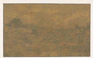 Valley with a River and a Town with Four Towers by Hercules Segers